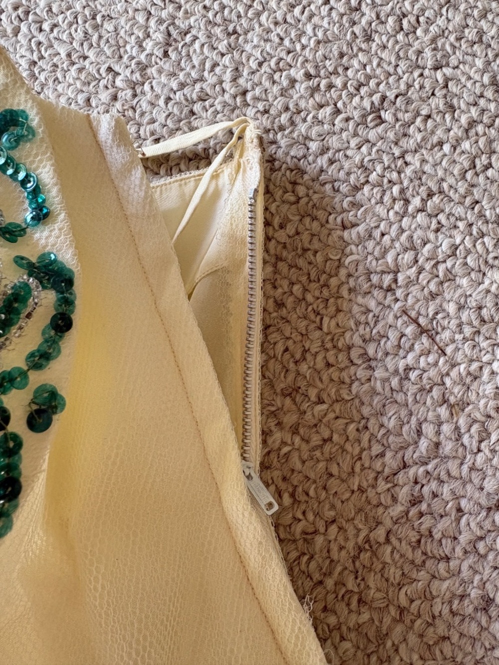Vintage Lorrie Deb Butter Yellow Beaded Formal Dress Pinup Old Hollywood Glam - Picture 6 of 13